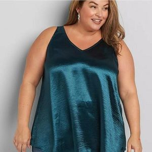 NWT LANE BRYANT Swing Metallic Teal Tank Top 18